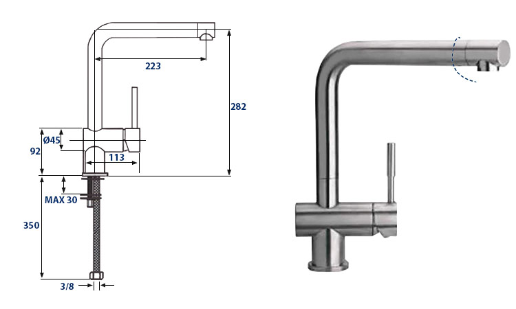 Modelo Angular Palos Acero Inox